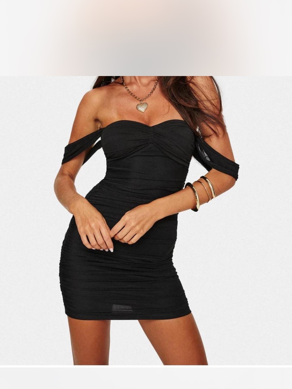 Princess Polly Black Off-Shoulder Mini Dress